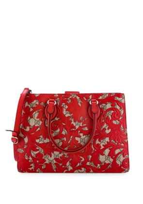 Gucci Pre-Owned Convertible Gusset Arabesque GG Coated Canvas with Leather Medium tote bag - Red