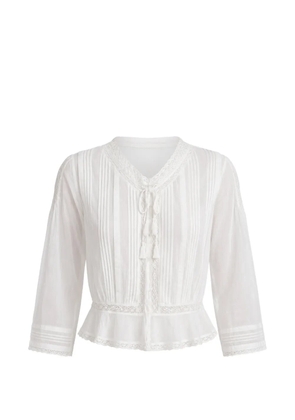 DÔEN Hillock lace-trim pin-tuck blouse - White