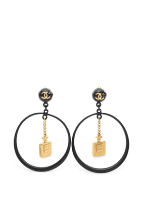 CHANEL Pre-Owned 1986-1988 Perfume bottle hoop earrings - Black