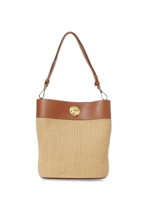 Coccinelle Nikla raffia-effect leather shoulder bag - Neutrals