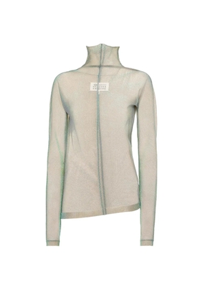 Maison Margiela shimmer-knit mesh long-sleeve T-shirt - Green