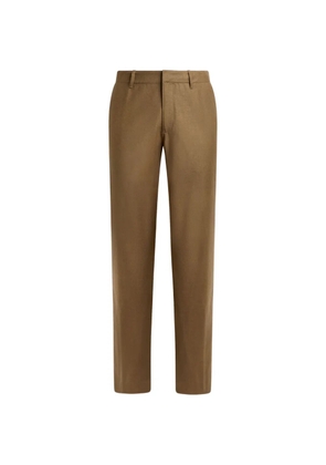 ETRO plain-coloured wool flannel trousers - Brown