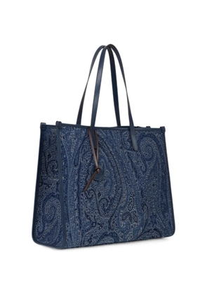 ETRO large Love Trotter bag in jacquard denim with Paisley motif - Blue