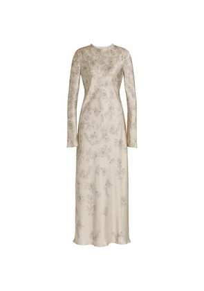 Alberta Ferretti floral-print long-sleeve dress - Neutrals