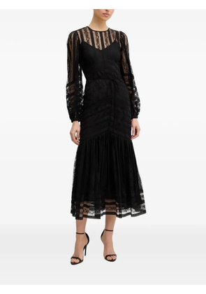 TWINSET lace-panelled ruffled midi dress - Black