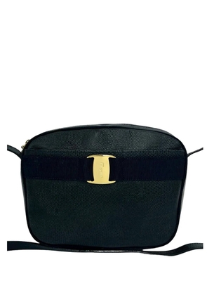 Ferragamo Pre-Owned 2010-2026 Lizard Embossed Leather Vara crossbody bag - Black