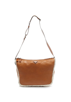 Prada Pre-Owned shearling-trim shoulder bag - Brown