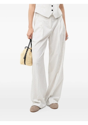 HUGO pinstripe-pattern belted trousers - White