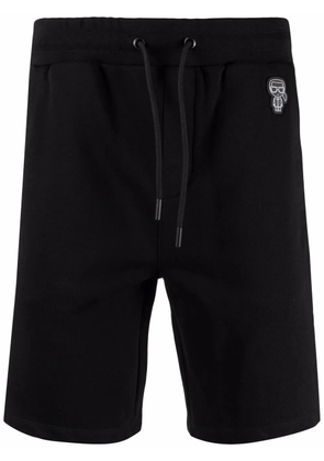 Karl Lagerfeld logo-tape drawstring track shorts - Black