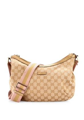 Gucci Pre-Owned Saddle Zip Messenger Bag GG Canvas with Leather Medium crossbody bag - Gold