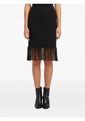 Balmain Pre-Owned rib-knit fringed mini skirt - Black