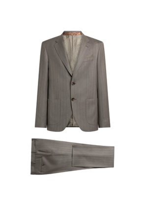 ETRO single-breasted wool suit with Chevron stripes - Grey