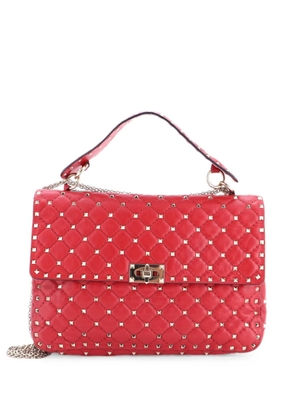 Valentino Garavani Pre-Owned Rockstud Spike Flap Bag Quilted Leather Large shoulder bag - Red