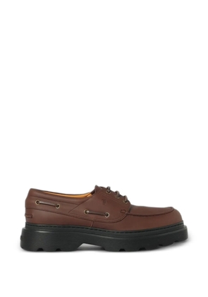 Tod's leather chunky-sole boat shoes - Brown