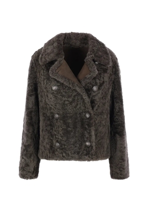 Brunello Cucinelli double-breasted shearling coat - Grey