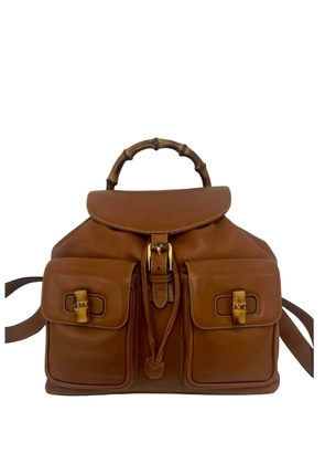 Gucci Pre-Owned 20th Century Calfskin Bamboo Drawstring backpack - Brown