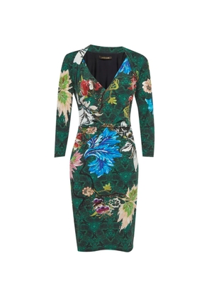Roberto Cavalli Vintage floral snakeskin-print midi dress - Green