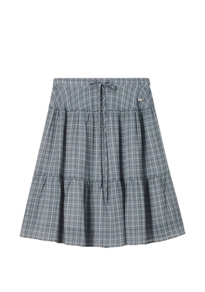 Mini Cream check-pattern tiered skirt - Blue