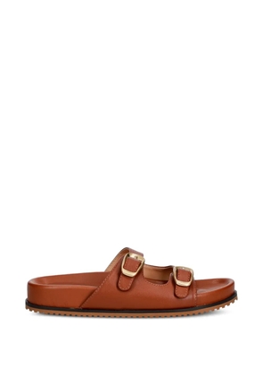 TWINSET buckle-fastening leather slides - Brown