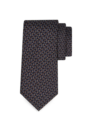 Ferragamo Gancini jacquard silk tie - Brown