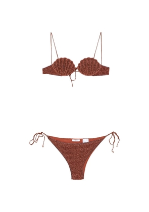 Oséree Lumierè flitter-effect swimsuit - Brown