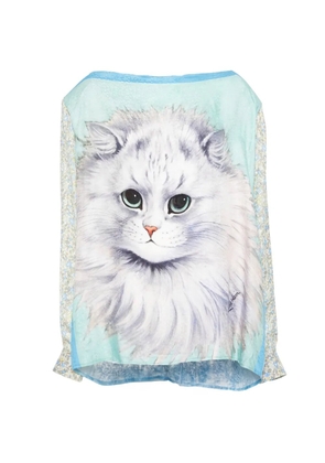 Barbara Bologna cat-print tie-neck blouse - Blue
