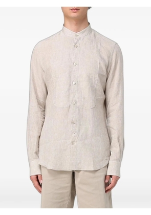Eleventy bib-detail band-collar shirt - Neutrals