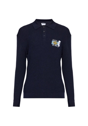 Moschino waffle-knit logo-patch sweater - Blue