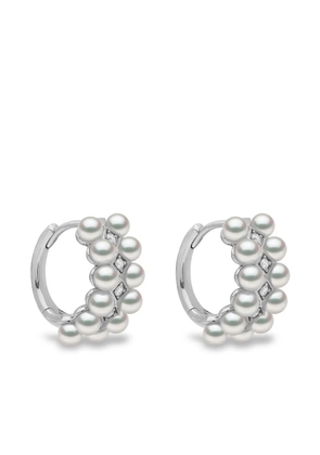 Yoko London 18kt white gold Eclipse Akoya pearl and diamond hoop earrings - Silver