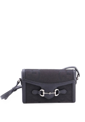 Gucci Pre-Owned Horsebit 1955 Flap Jumbo GG Canvas Mini crossbody bag - Black