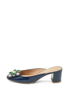 Tory Burch crystal-embellished patent leather mules - Blue