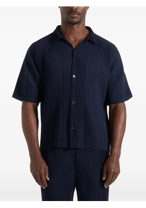 Manière De Voir Justin in navy pleated boxy shirt - Blue