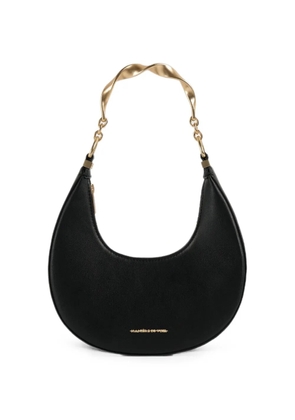 Manière De Voir Sadie in black sculpted leather crescent bag