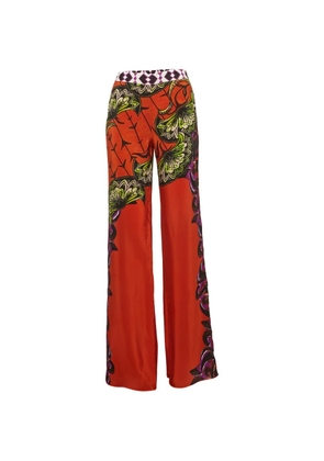 Etro Pre-Owned floral-print silk palazzo pants - Orange
