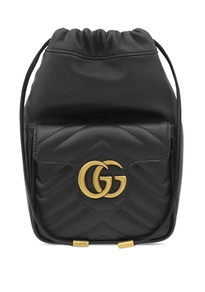 Gucci Pre-Owned 2016-2026 Mini GG Marmont Matelasse Calfskin Front Pocket bucket bag - Black