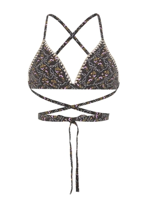 ISABEL MARANT Solange floral-print bikini top - Black