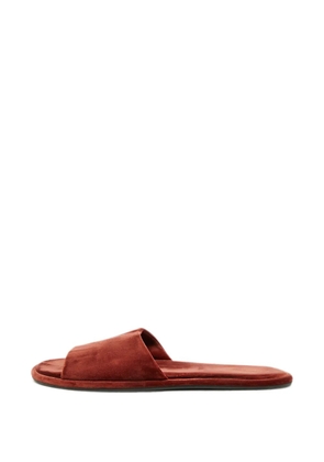 The Row Pre-Owned velvet flat slides - Brown