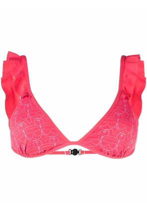 Karl Lagerfeld monogram triangle bikini top - Pink