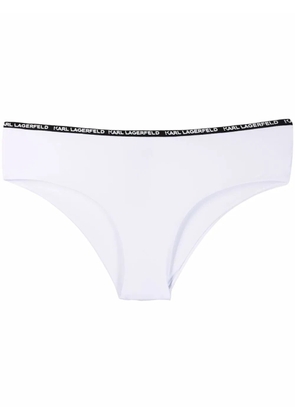 Karl Lagerfeld logo tape-trimmed bikini bottoms - White