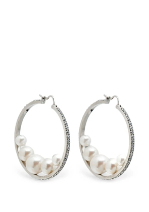 Miu Miu Pre-Owned faux pearl crystal hoop earrings - Silver