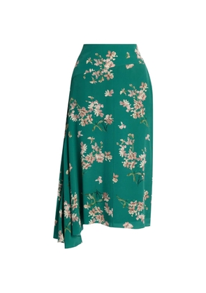 ERDEM floral crepe de chine drape midi skirt - Green