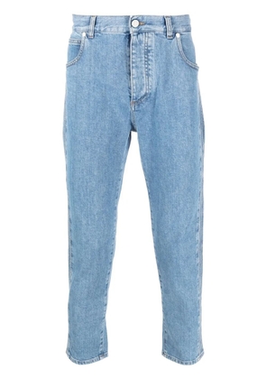 Balmain embossed-logo slim-cut cropped jeans - Blue