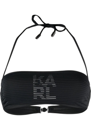 Karl Lagerfeld logo-print bandeau bikini top - Black