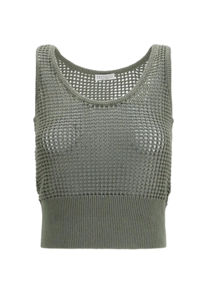 Brunello Cucinelli open-knit sequin-embellished top - Green