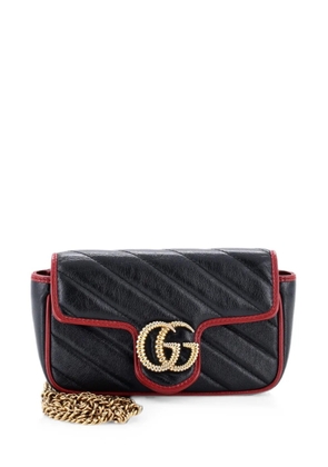 Gucci Pre-Owned GG Marmont Flap Bag Diagonal Quilted Leather Super Mini crossbody bag - Black