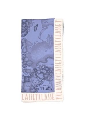 ALVIERO MARTINI 1° CLASSE Geo Map-print silk scarf - Blue