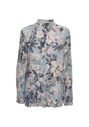 Just Cavalli Vintage floral-print snakeskin-effect shirt - Blue