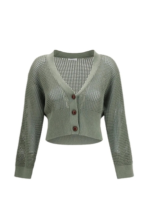 Brunello Cucinelli sequin-embellished open-knit cardigan - Green