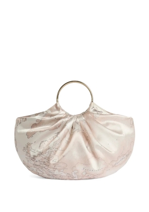 ALVIERO MARTINI 1° CLASSE Geo Map-print pleated tote bag - Neutrals