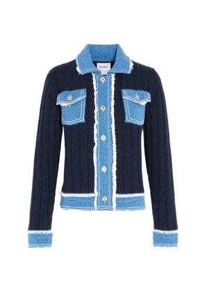 Barrie ribbed-knit frayed-edge jacket - Blue